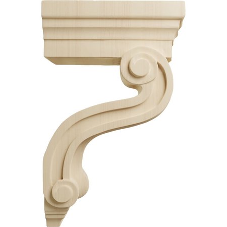 Ekena Millwork 3 3/8"W x 6 1/2"D x 10 1/2"H Los Angeles Hollow Back Corbel, Rubberwood COR03X06X10HARW